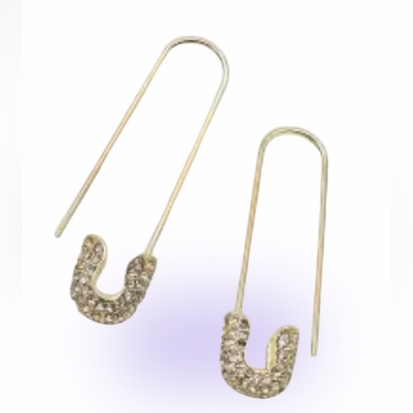 Crystal metal gold plated pin earrings - Picture 4 of 12